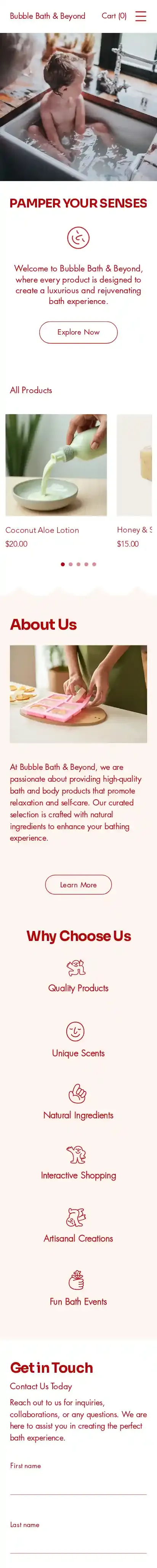 Bath & Body Pop-Up Shop (Bold) home page on mobile