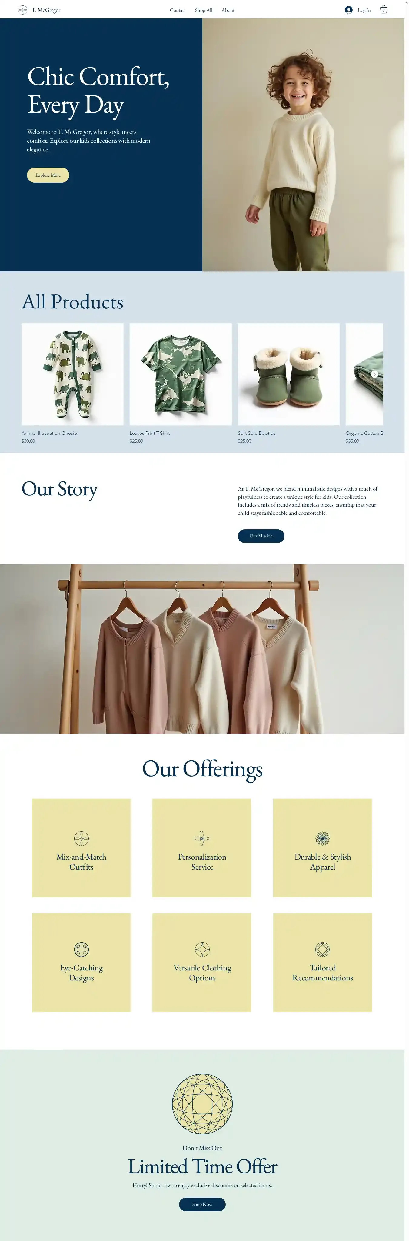 Kids Clothes Store (Chic) home page on desktop