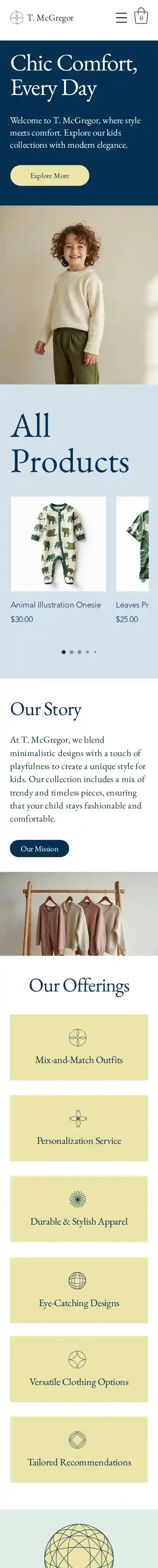 Kids Clothes Store (Chic) home page on mobile