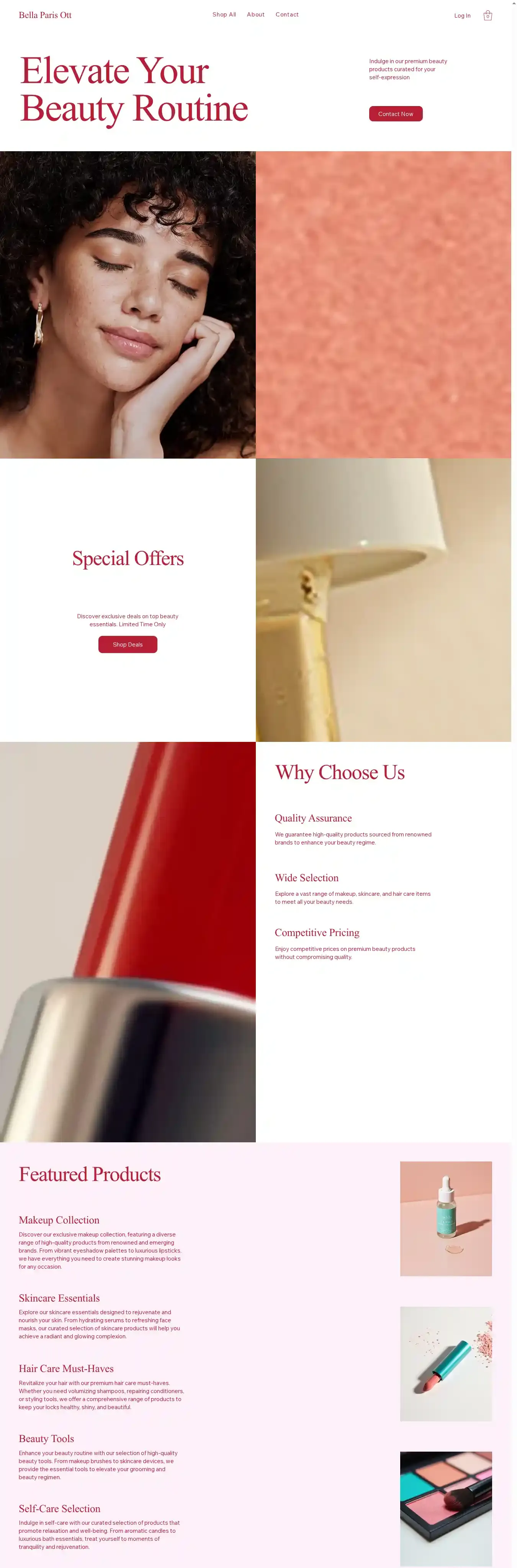 Online Beauty Supply Store (Vibrant) home page on desktop