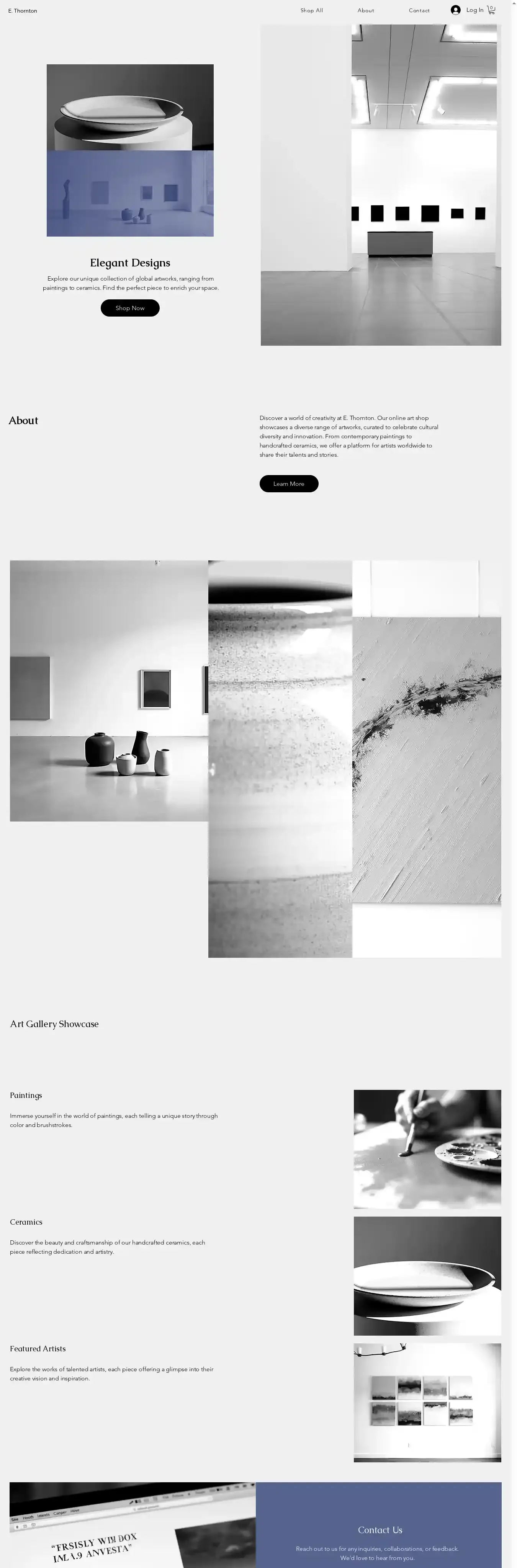 Online Art Shop (Modern) home page on desktop