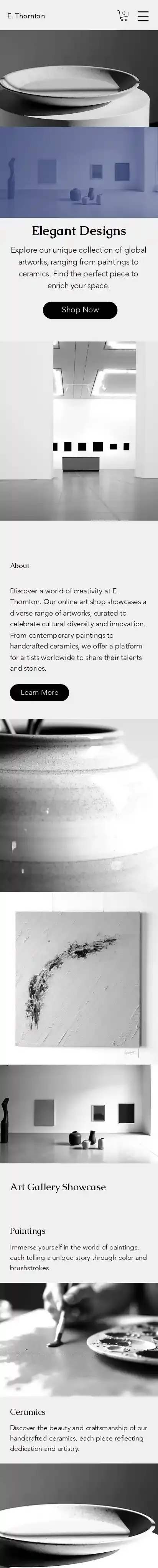 Online Art Shop (Modern) home page on mobile