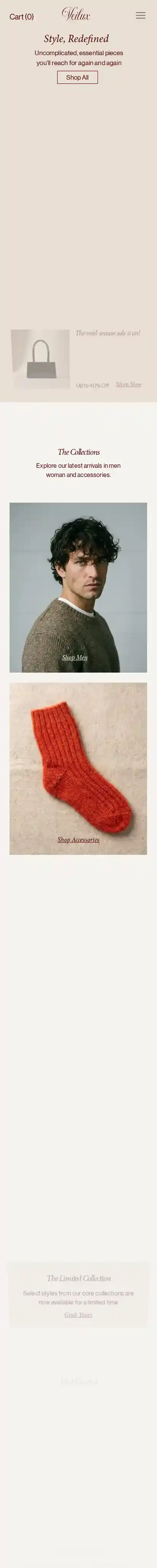 Fashion Store (Clean) home page on mobile