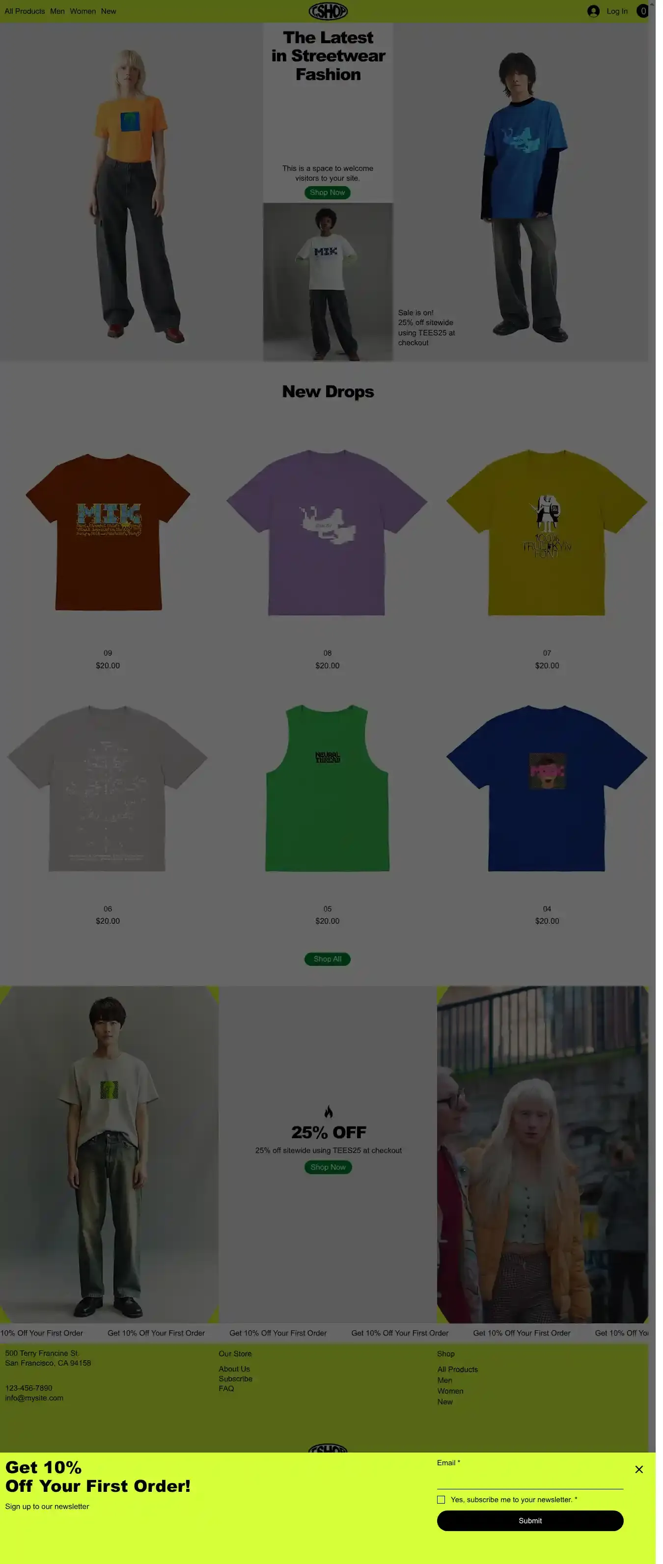 T- Shirt Store (Urban) home page on desktop