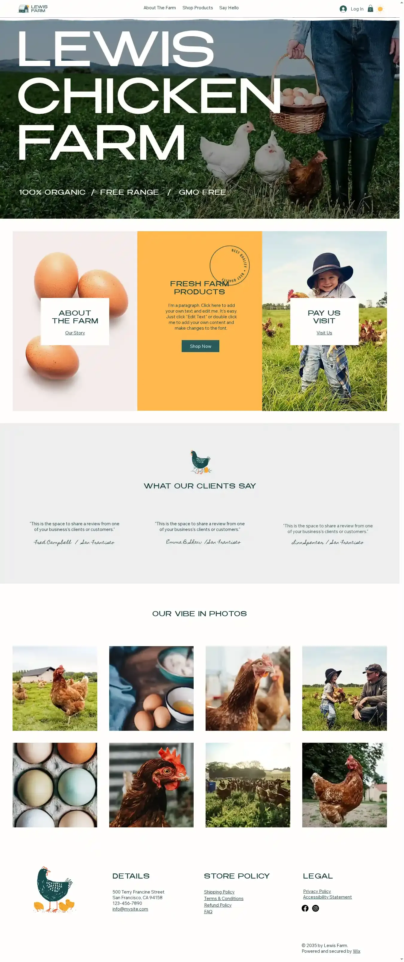 Farm (Rustic) home page on desktop