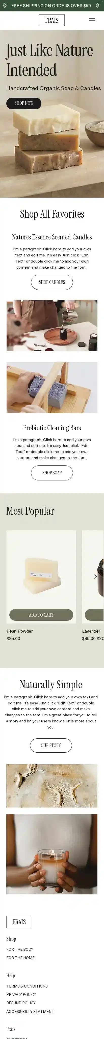 Wellness Shop (Organic) home page on mobile