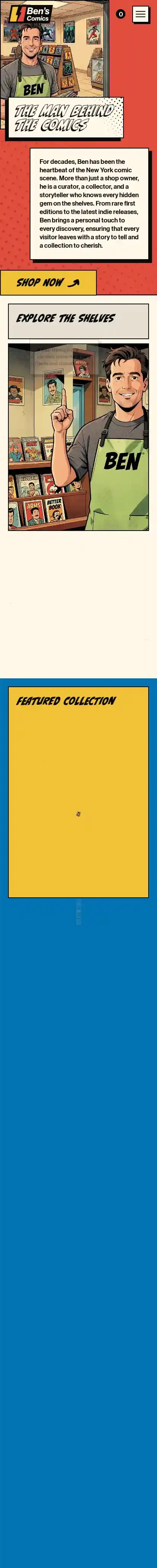 Comics Store (Retro) home page on mobile