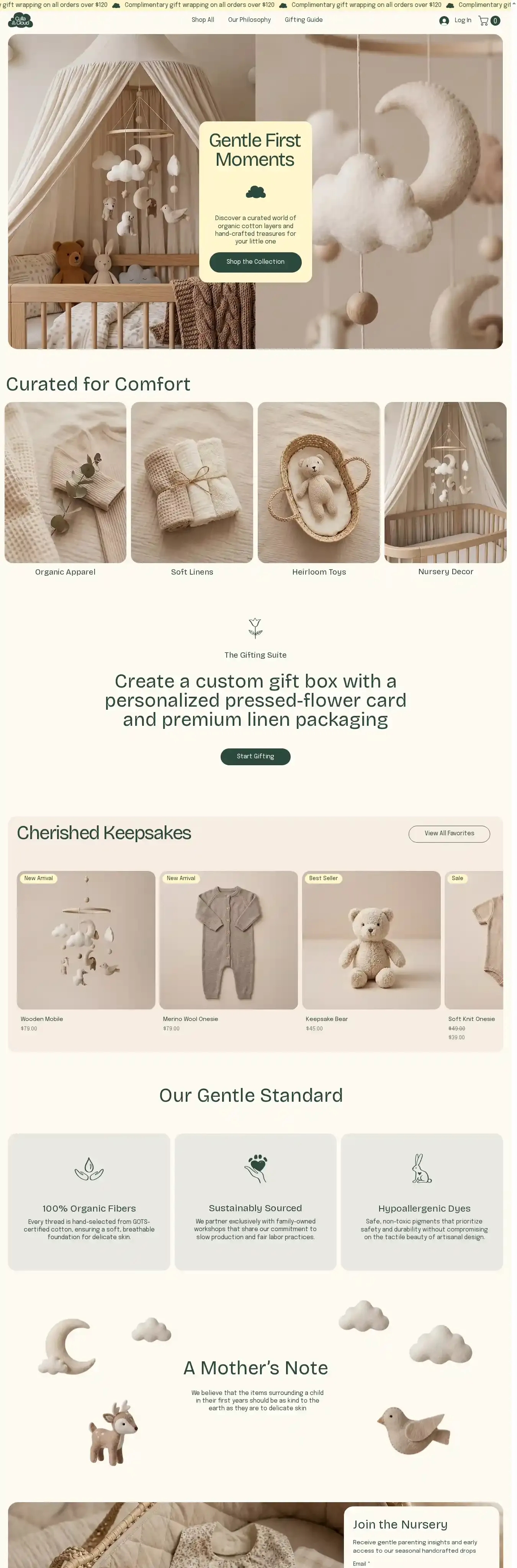 Baby Gift Store (Soft) home page on desktop