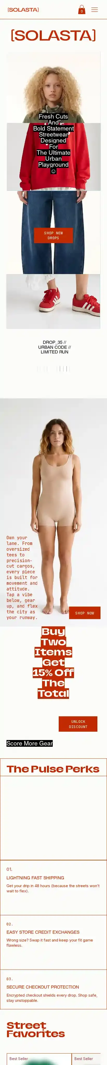 Clothing Store (Young) home page on mobile