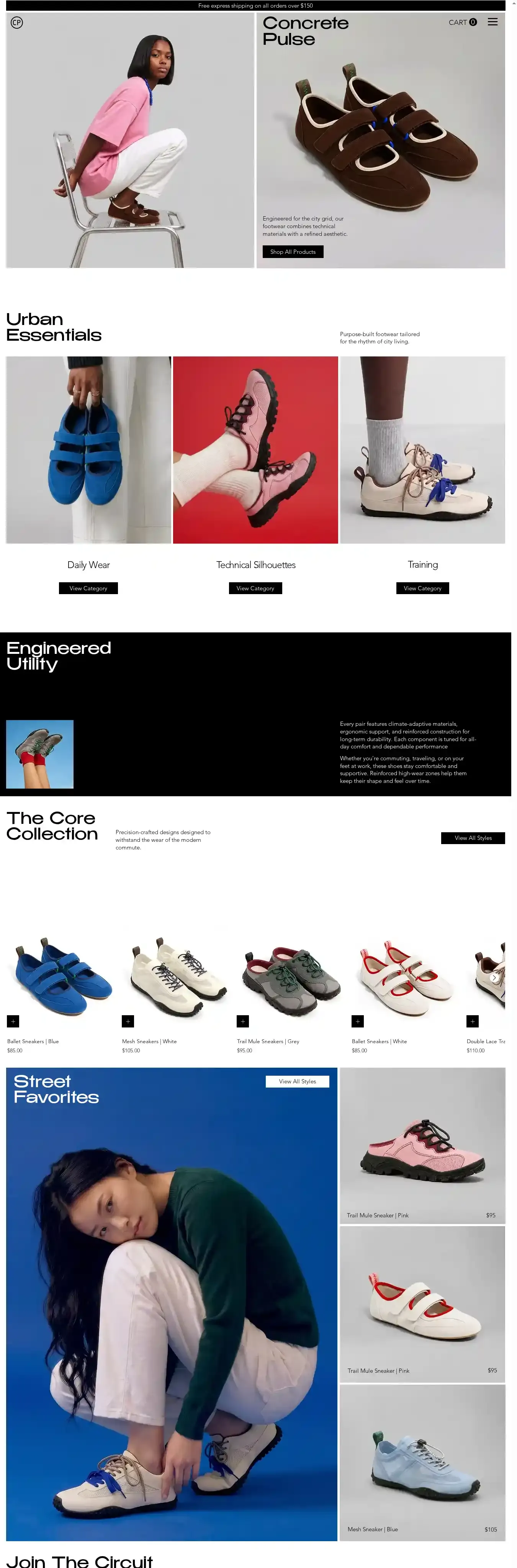 Shoe Store (Urban) home page on desktop