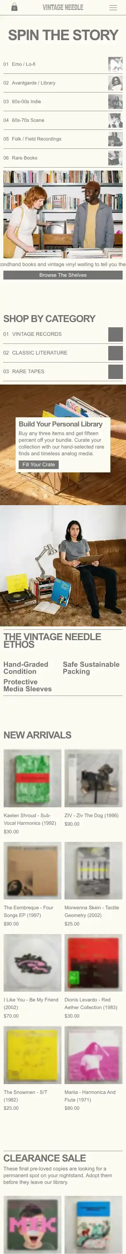 Secondhand Book and Record Store (Cosy) home page on mobile