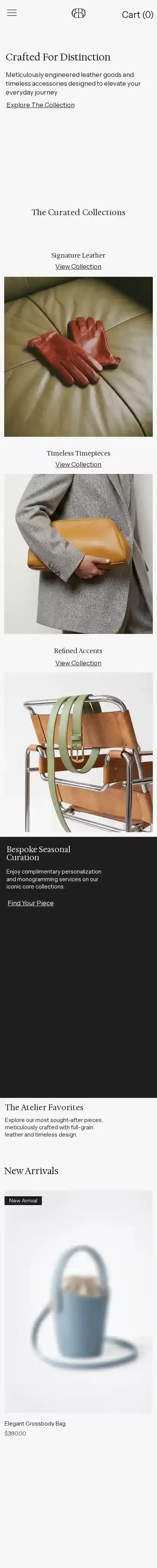 Accessories Store (Elegant) home page on mobile