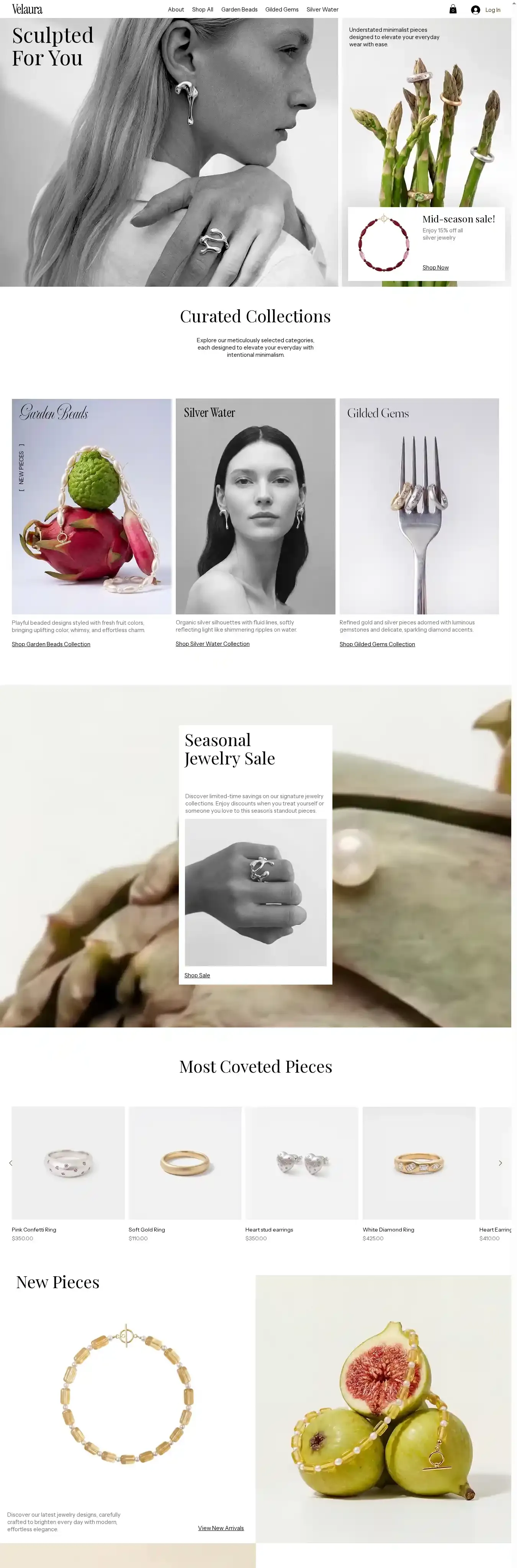 Jewelry Store (Clean) home page on desktop