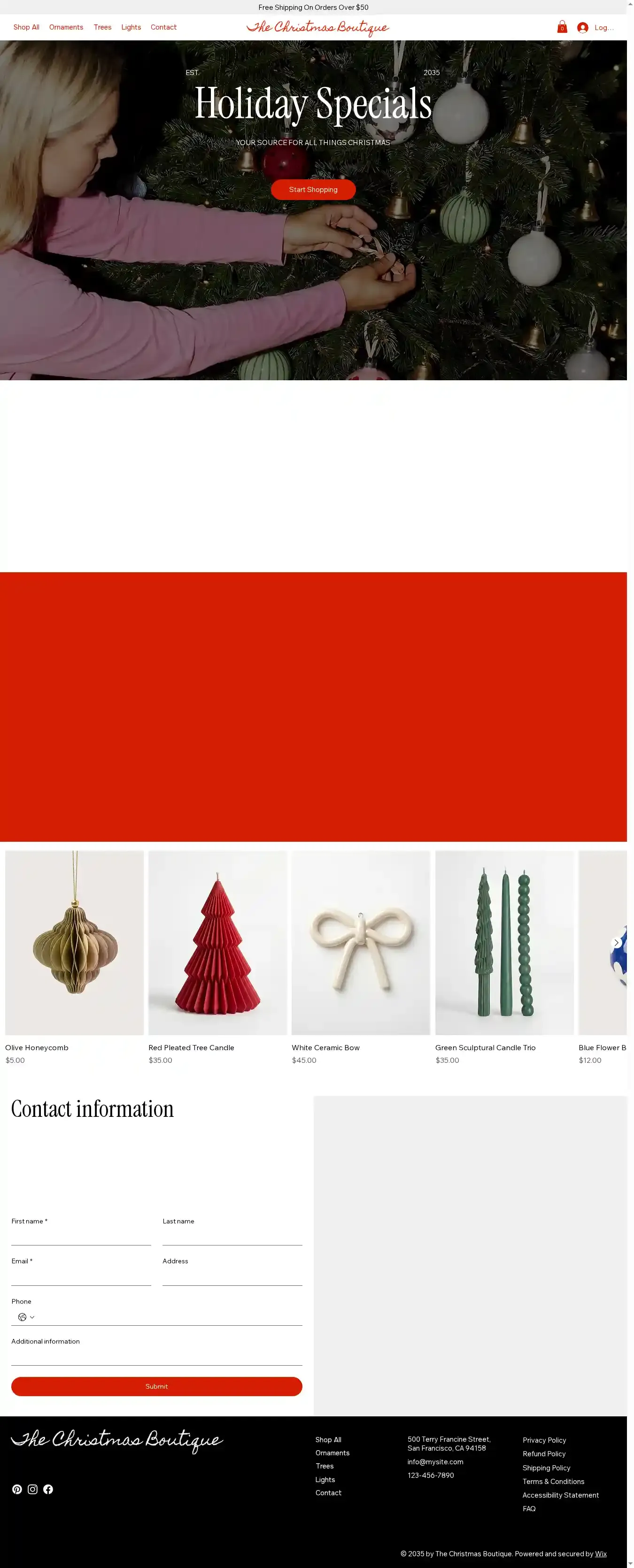 Christmas Store (Simple) home page on desktop