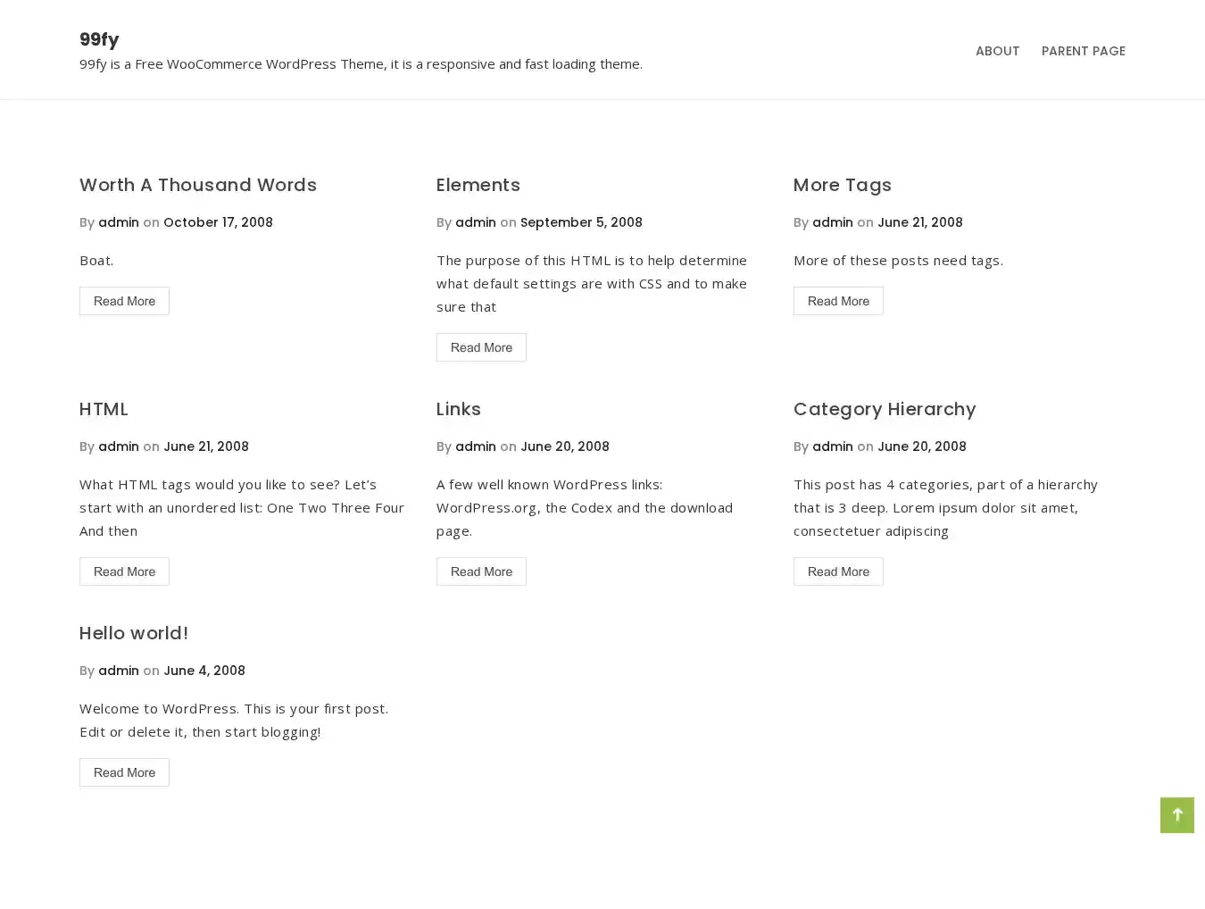 99fy home page on desktop