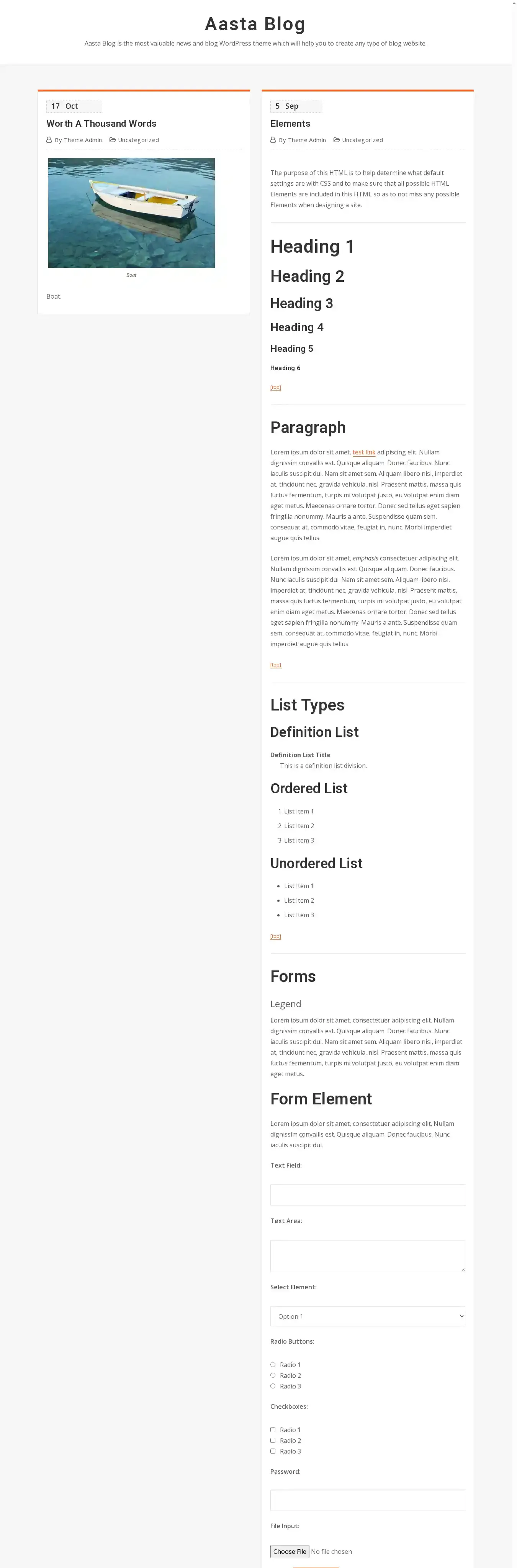 Aasta Blog home page on desktop