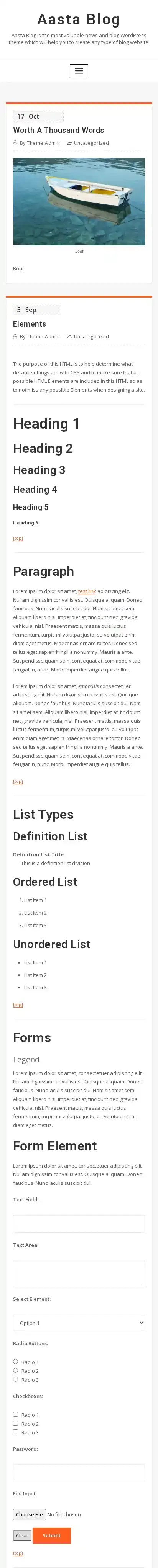 Aasta Blog home page on mobile