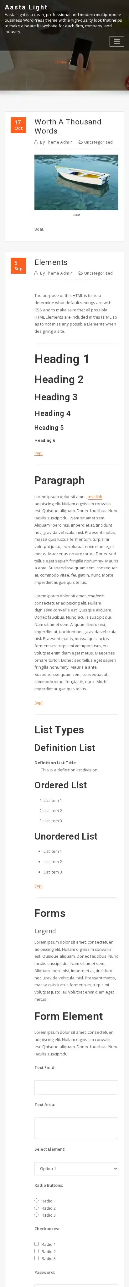 Aasta Light home page on mobile