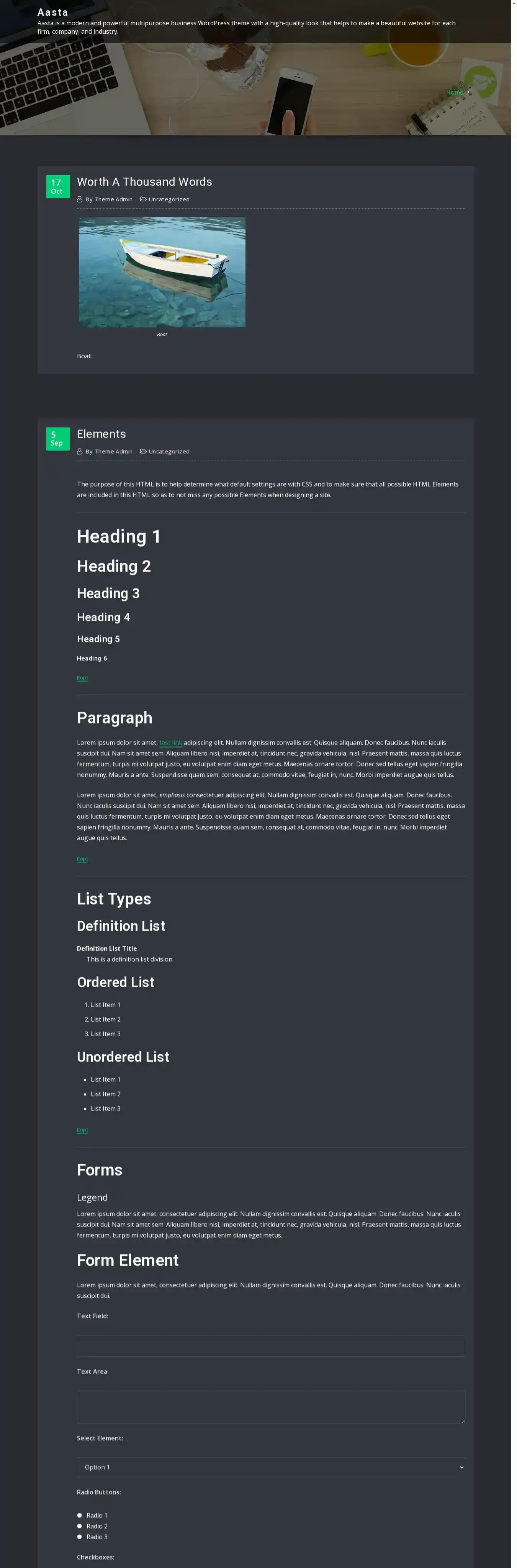Aasta home page on desktop