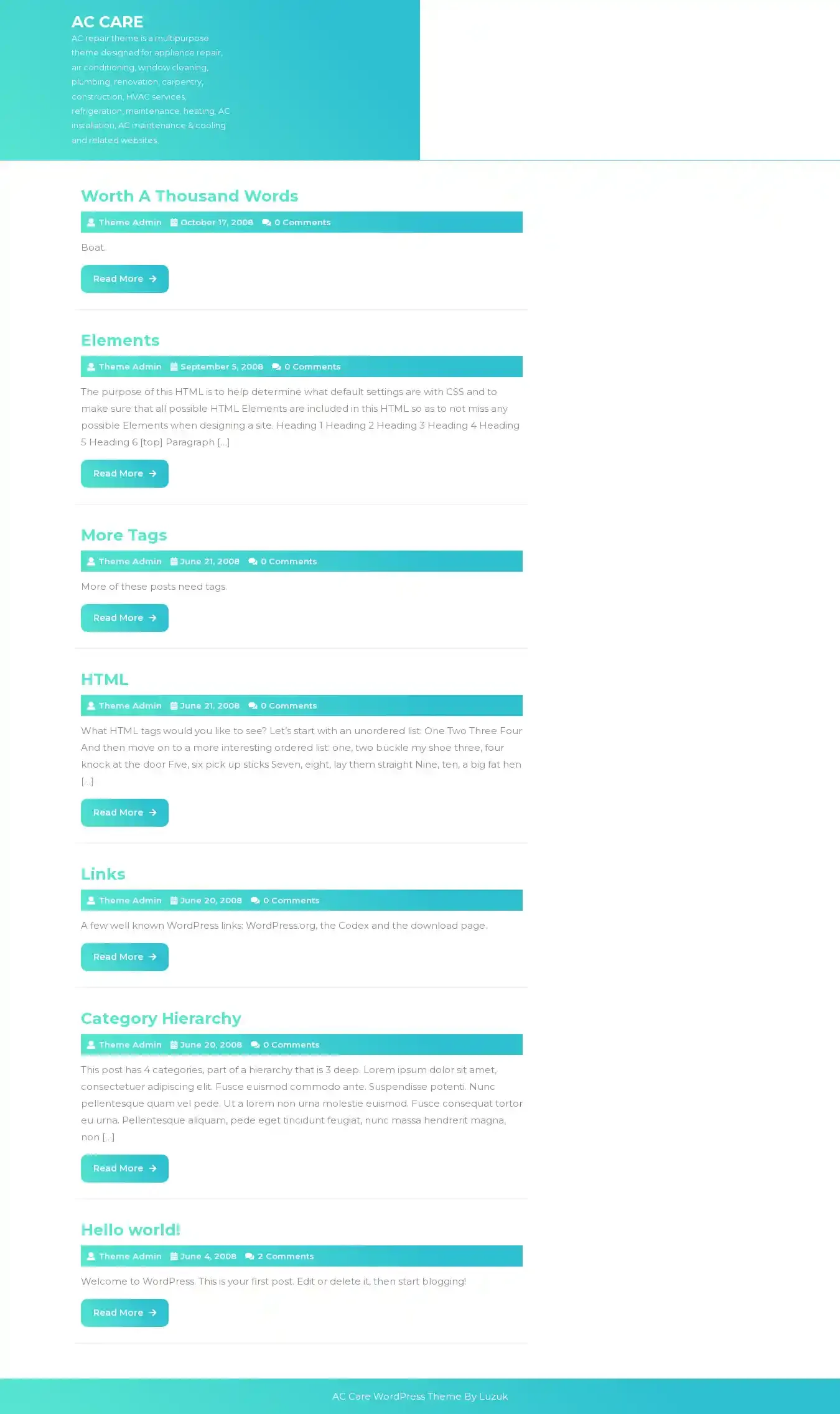 AC Care home page on desktop