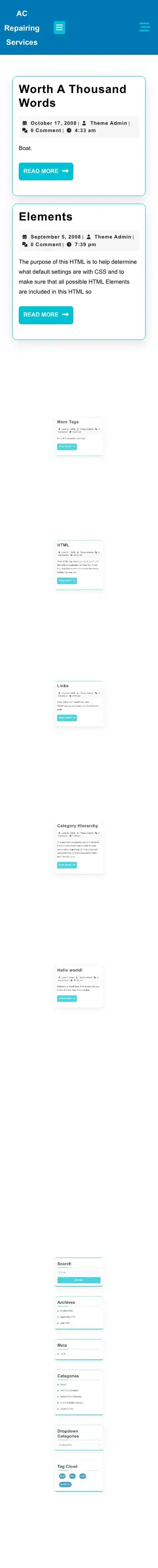 AC Repairing Services home page on mobile
