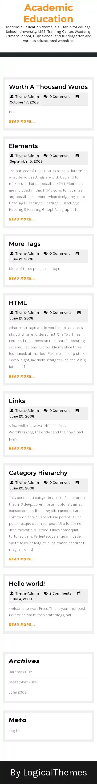 Academic Education home page on mobile
