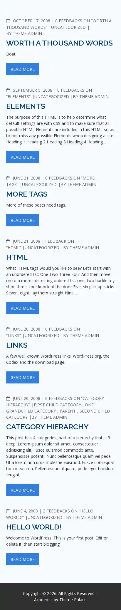 Academic home page on mobile