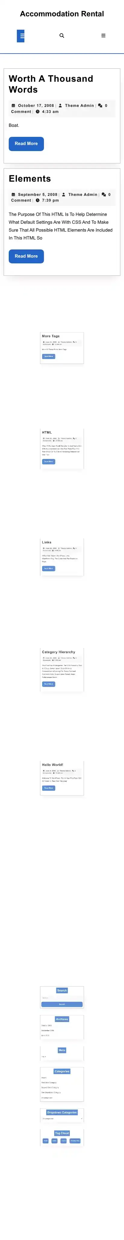 Accommodation Rental home page on mobile