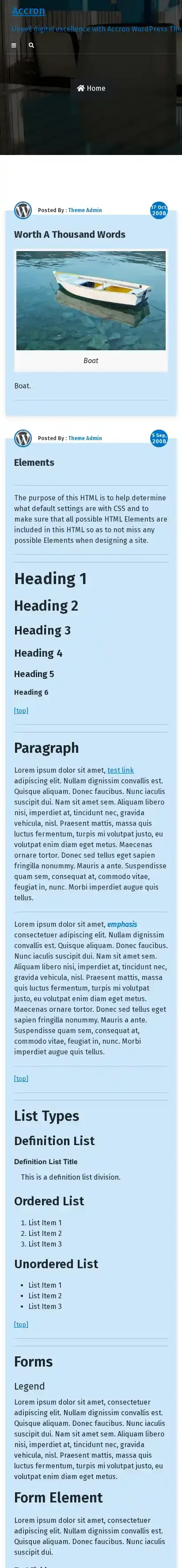 Accron home page on mobile