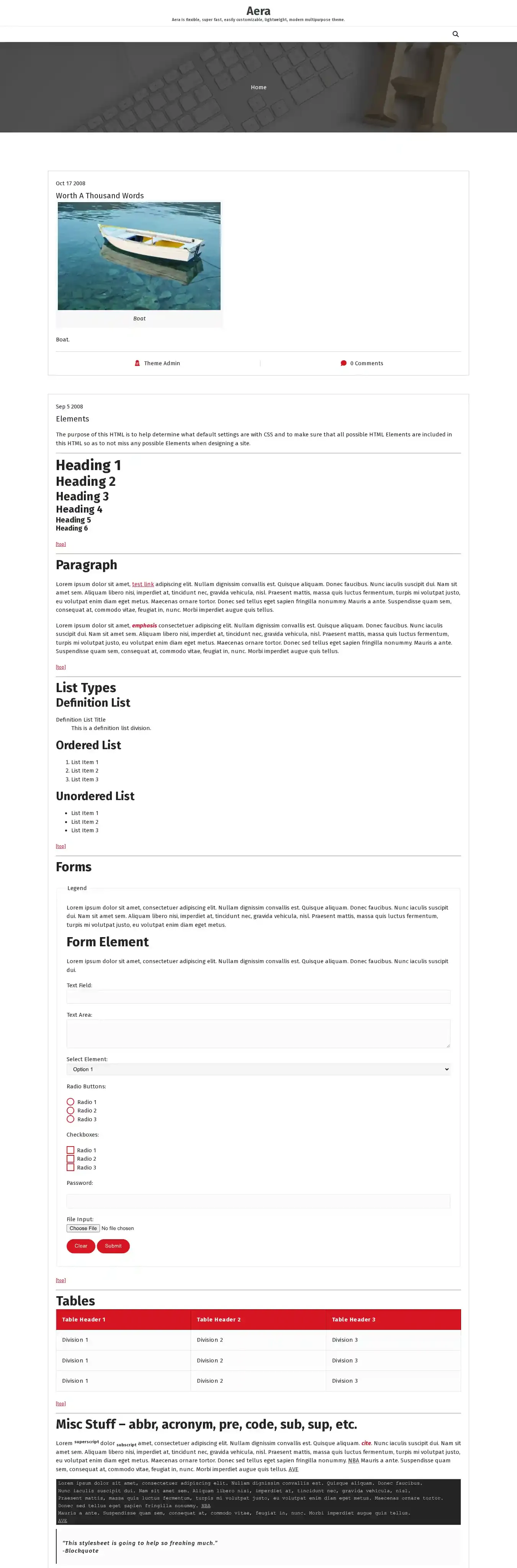 Aera home page on desktop