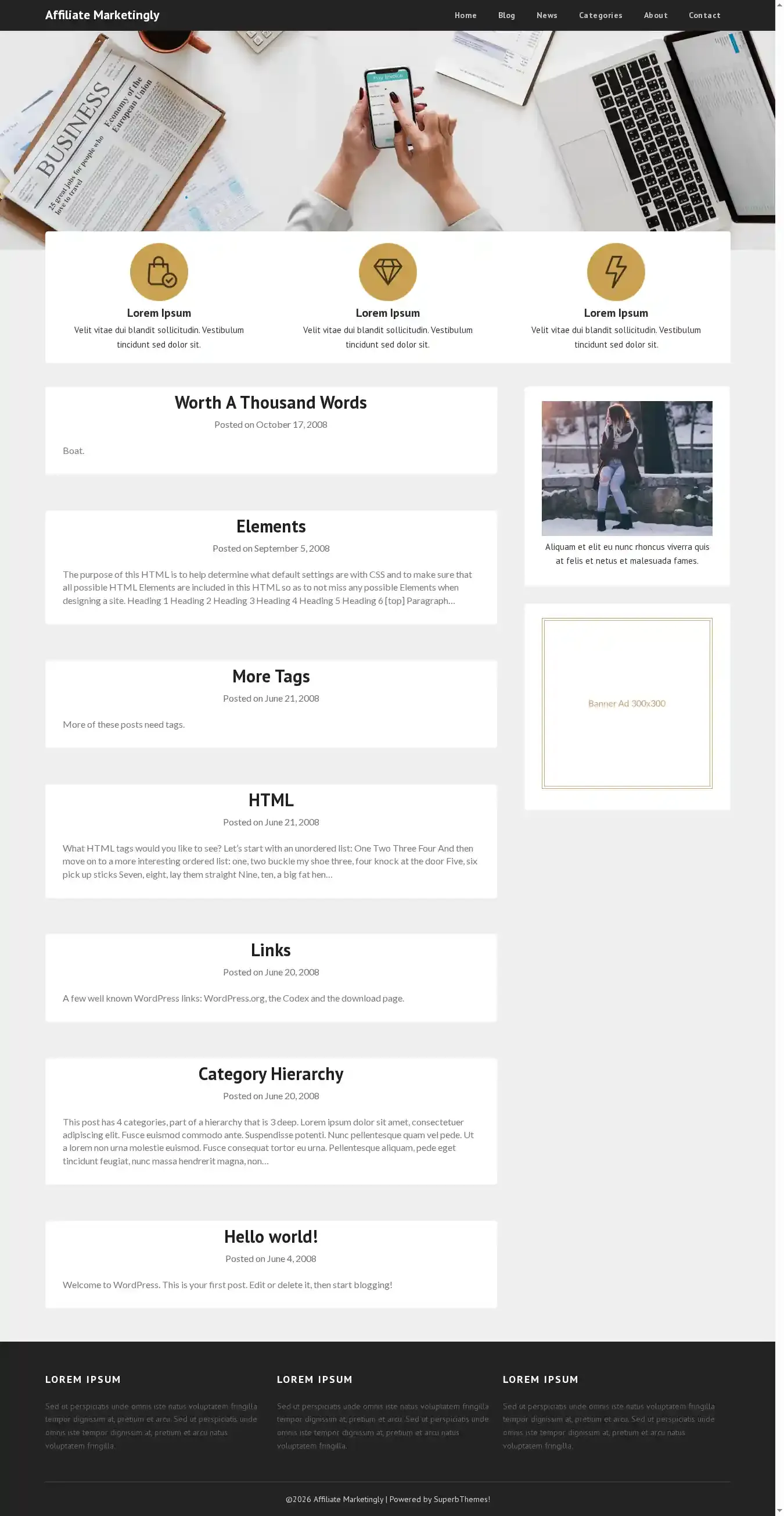 Affiliate Marketingly home page on desktop