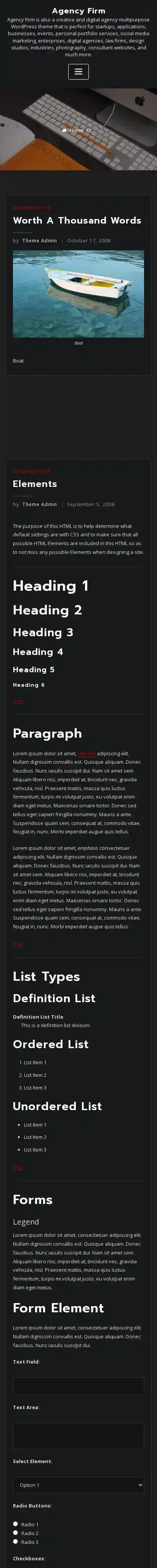 Agency Firm home page on mobile