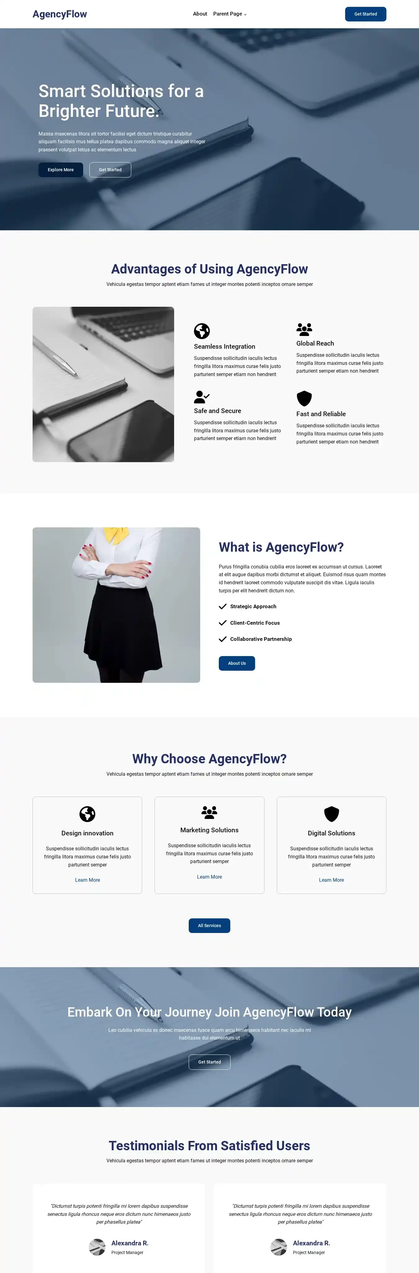 AgencyFlow home page on desktop