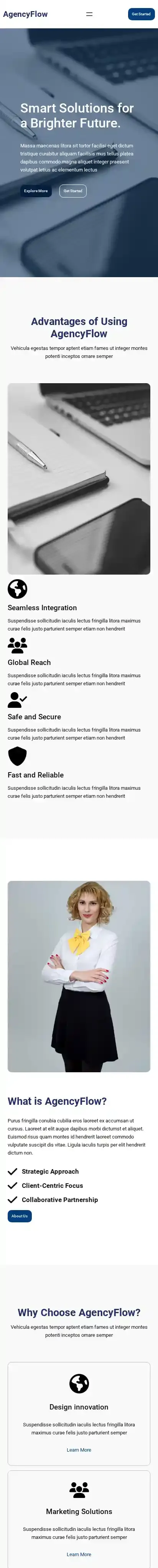 AgencyFlow home page on mobile