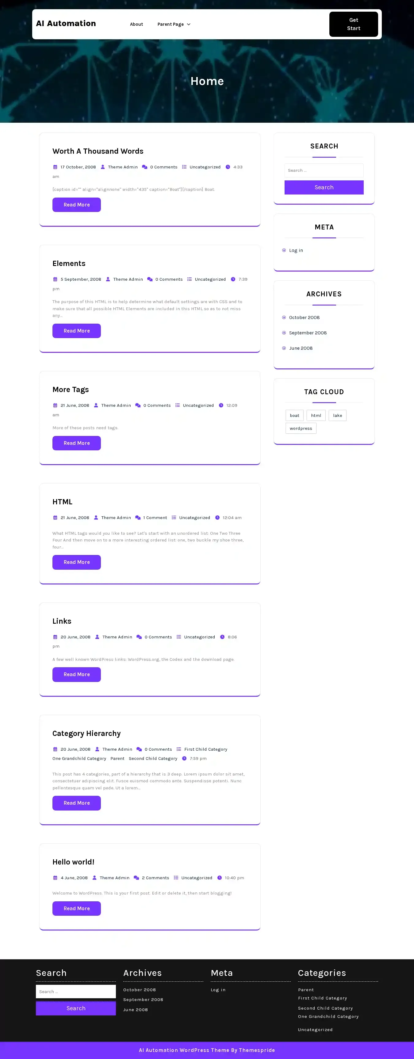 AI Automation home page on desktop