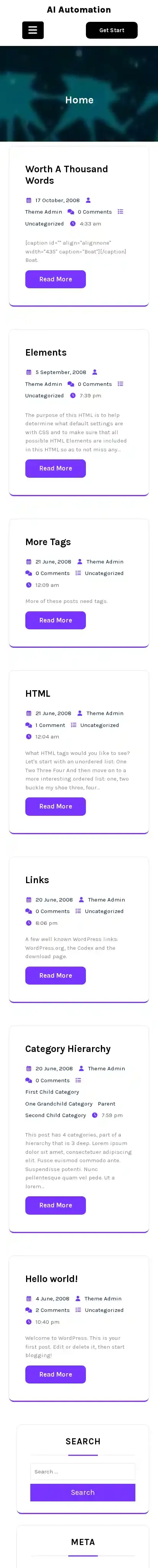 AI Automation home page on mobile