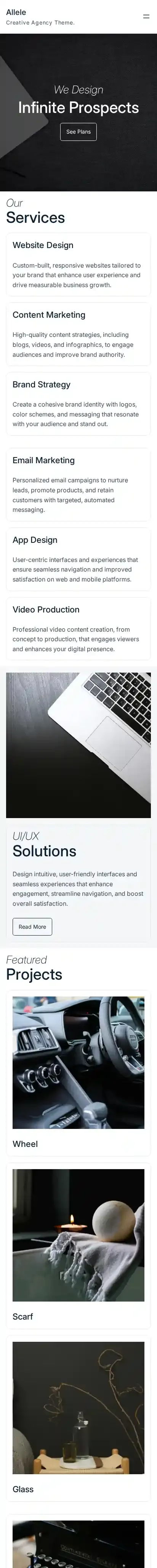 Allele home page on mobile