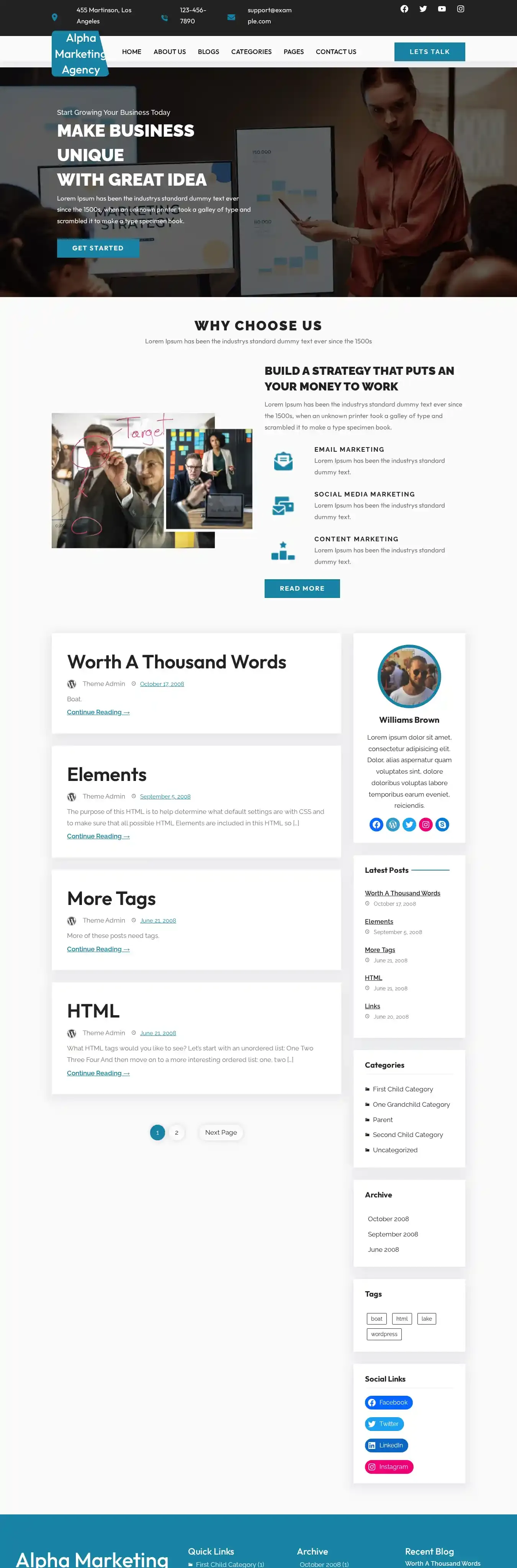 Alpha Marketing Agency home page on desktop