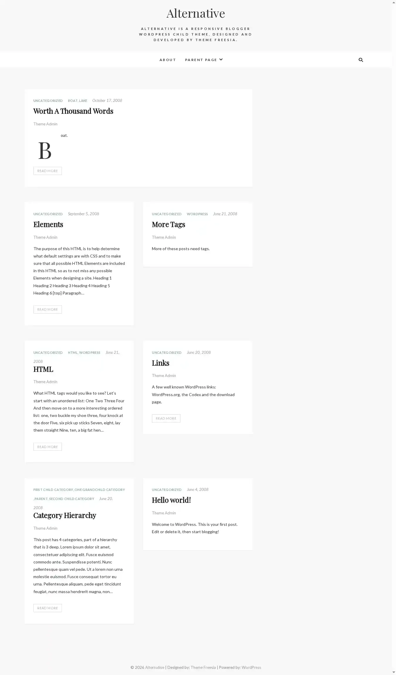 Alternative home page on desktop