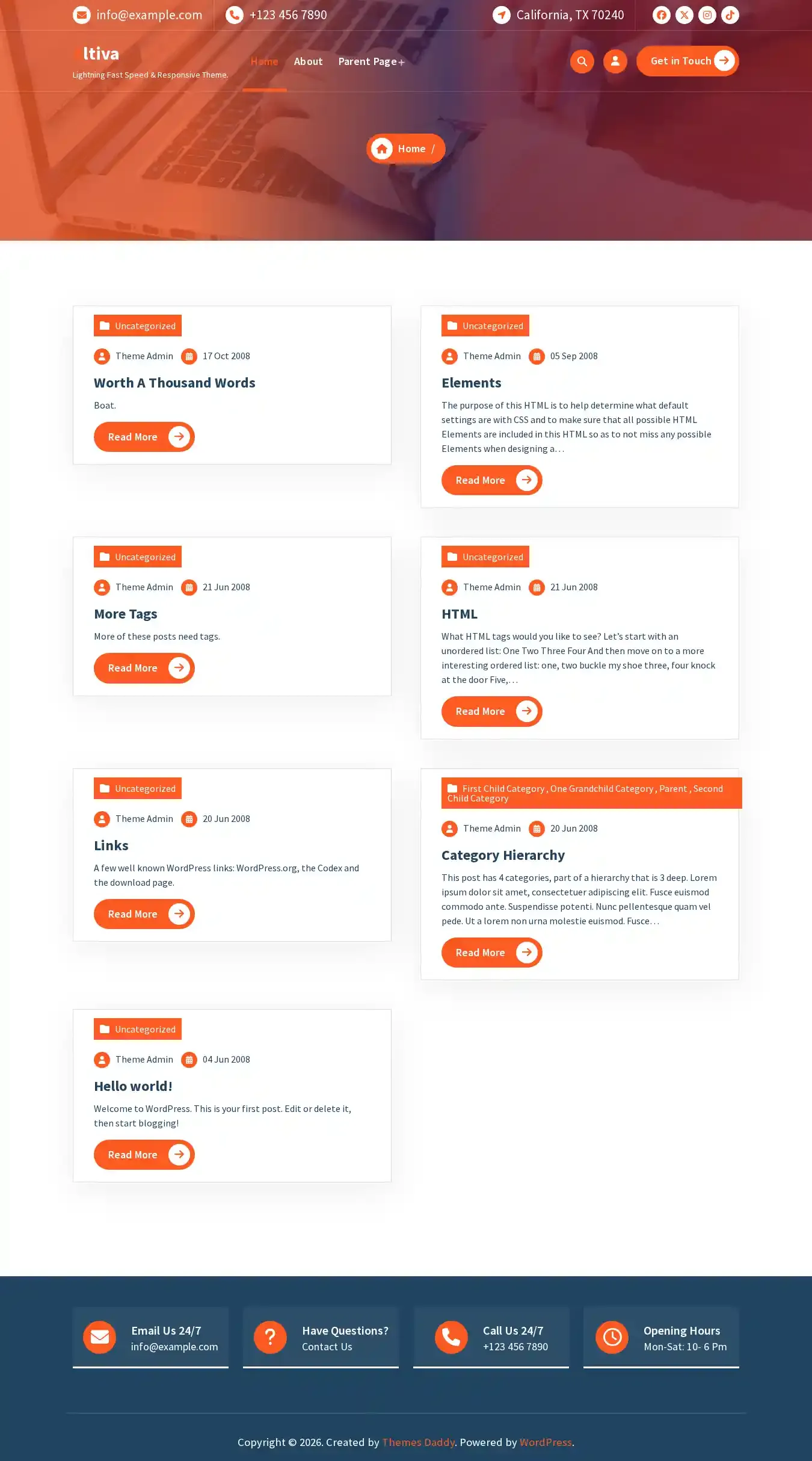 Altiva home page on desktop