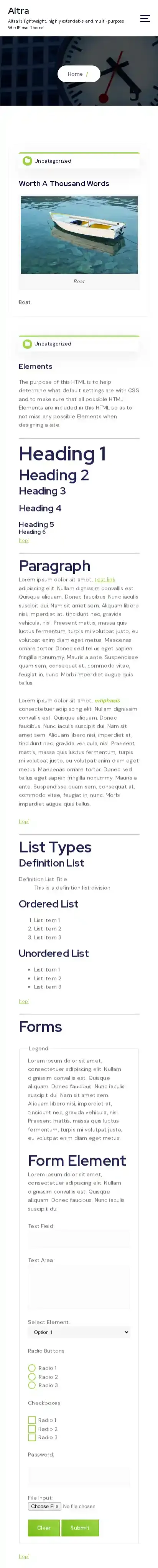Altra home page on mobile