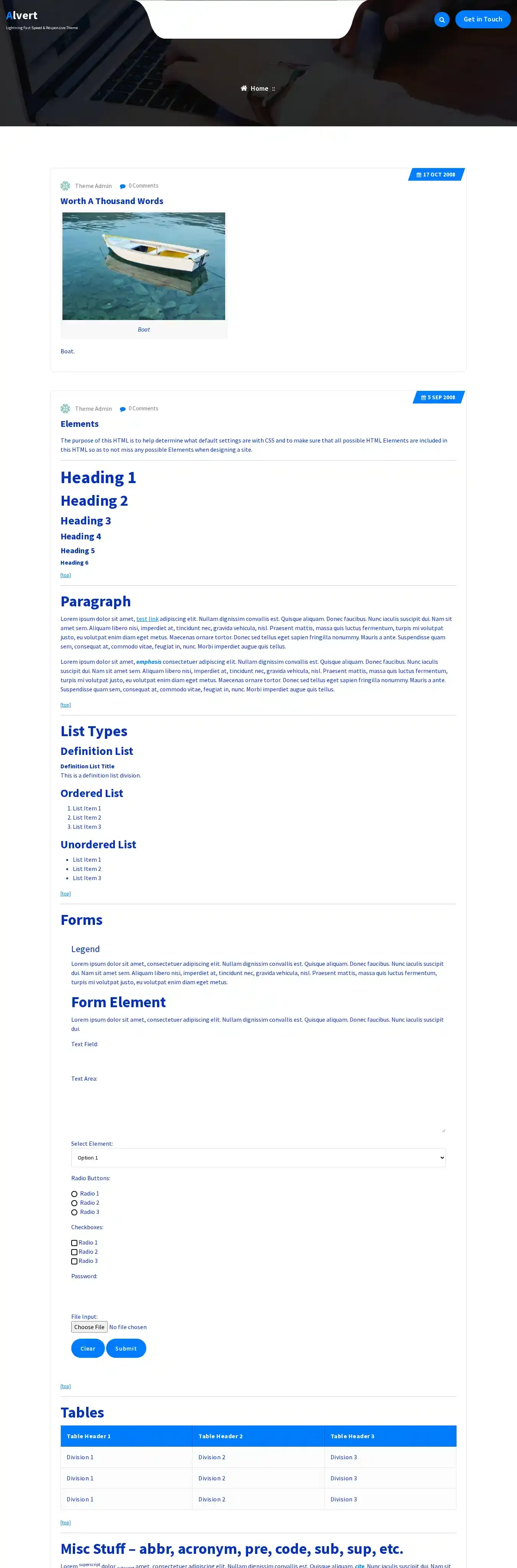 Alvert home page on desktop