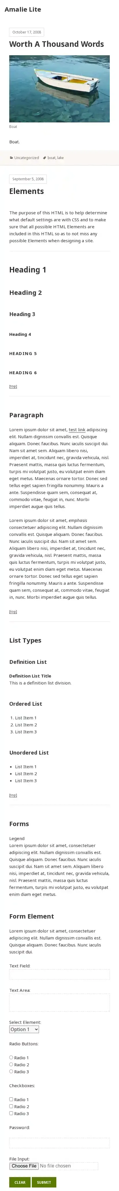 Amalie Lite home page on mobile