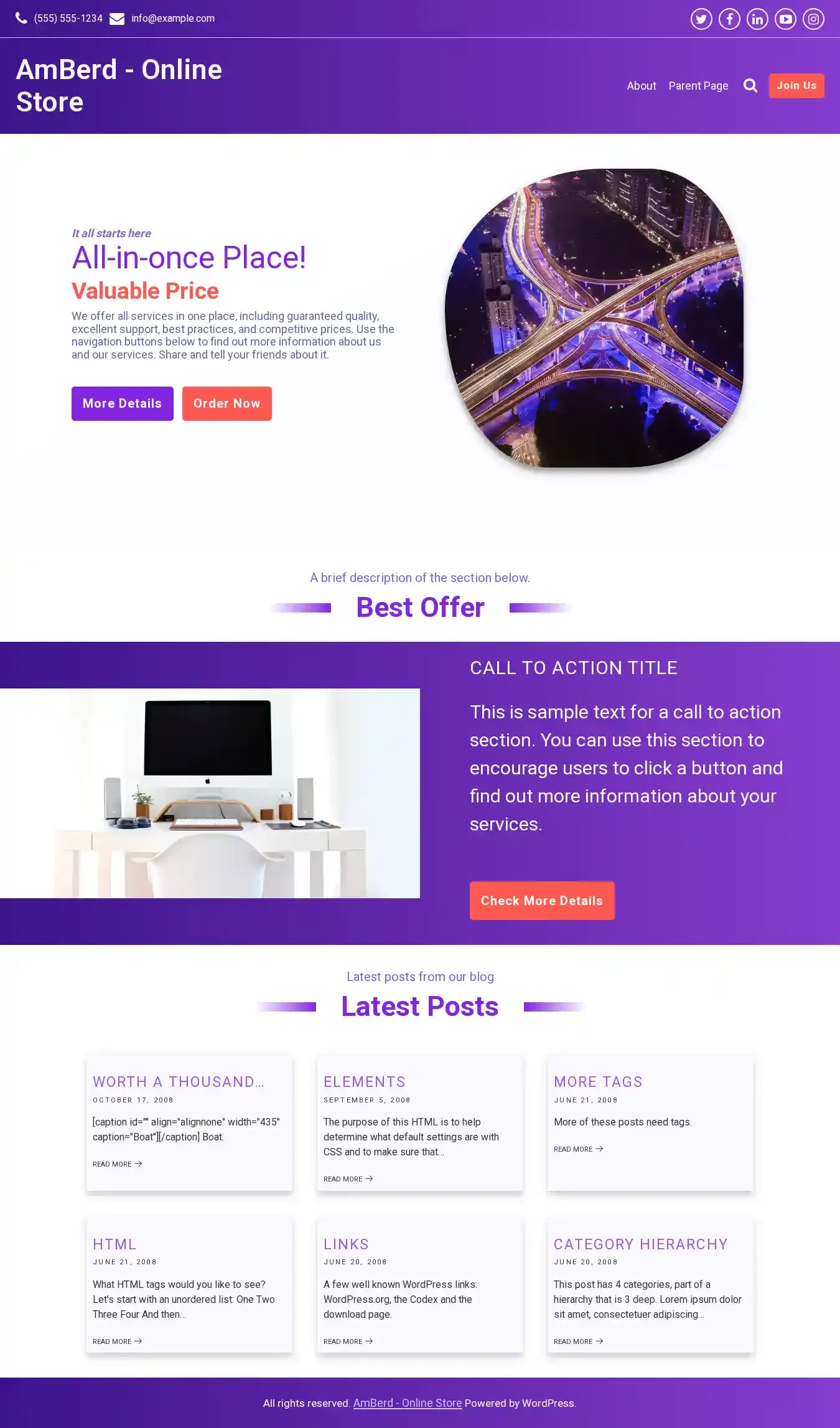 AmBerd home page on desktop