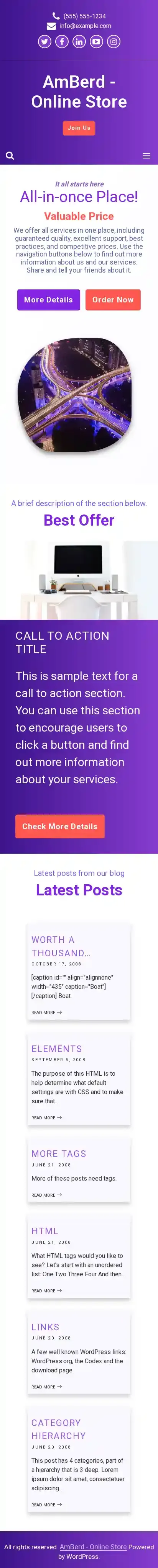 AmBerd home page on mobile