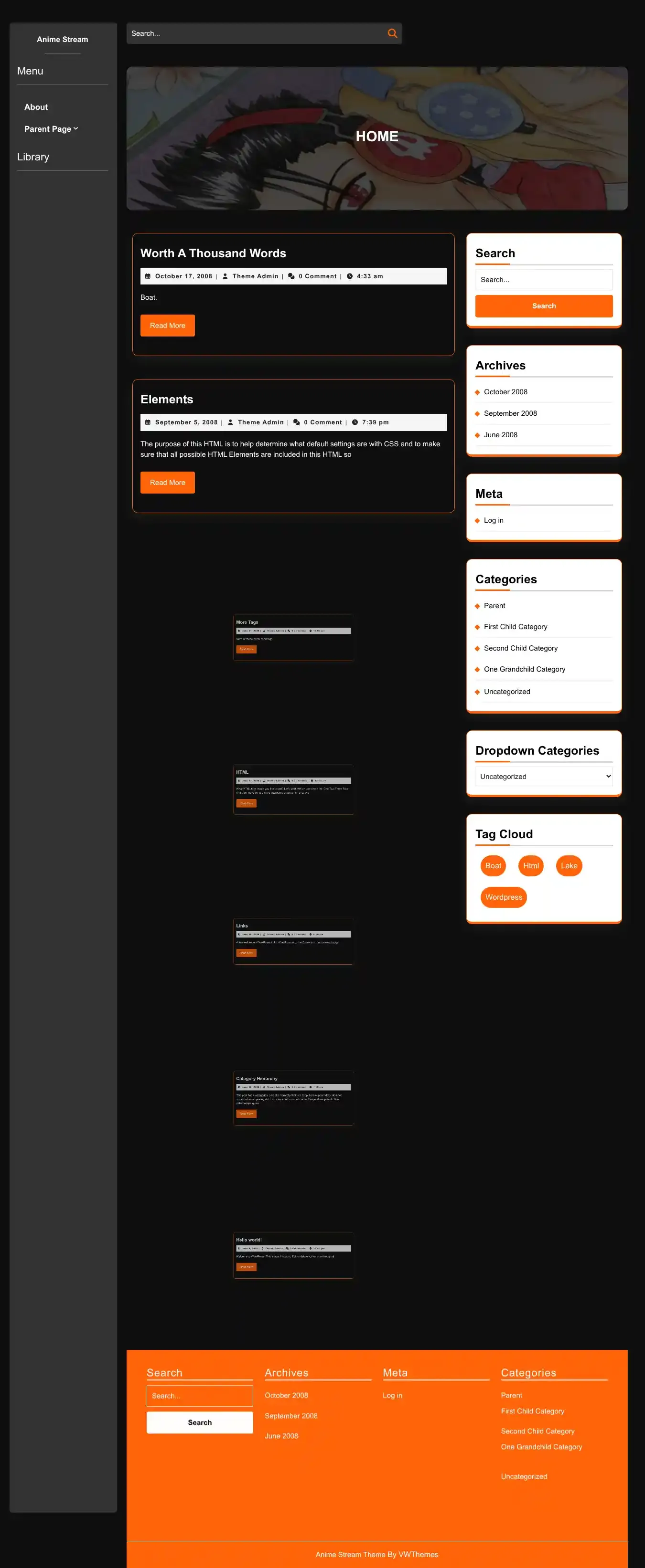 Anime Stream home page on desktop