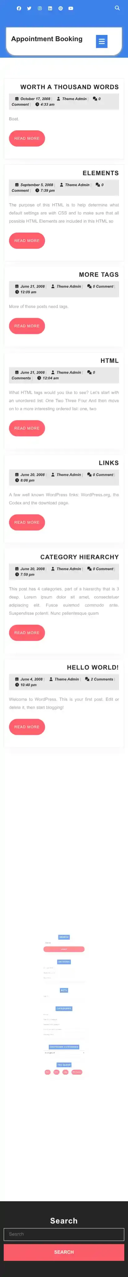 Appointment Booking home page on mobile