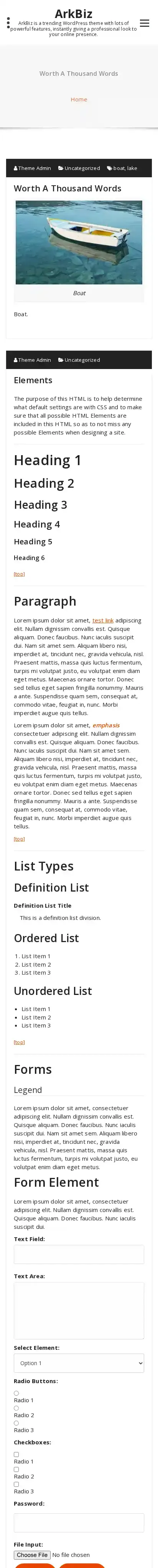 ArkBiz home page on mobile