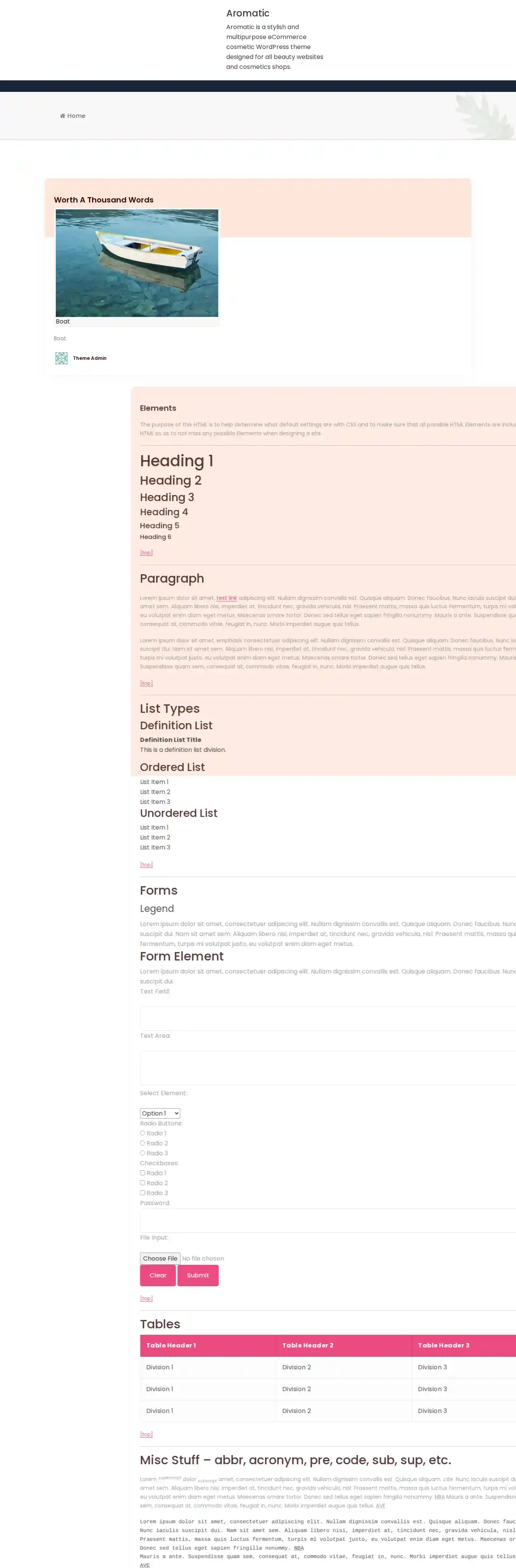 Aromatic home page on desktop