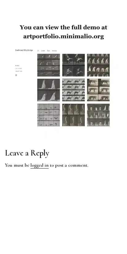 Art Portfolio home page on mobile